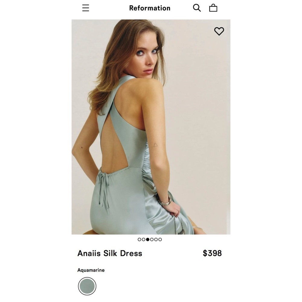 Reformation Anaiis Silk Dress in Aquamarine - Picture 3 of 11